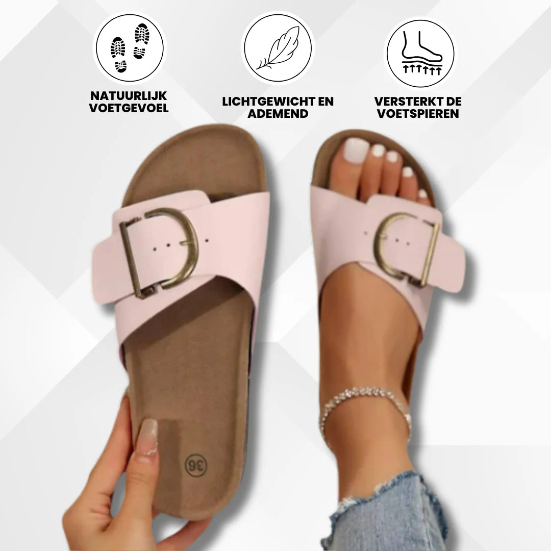 OrthoMia - Pijnsverlichtende kurk sandalen met bandjesontwerp voor dames