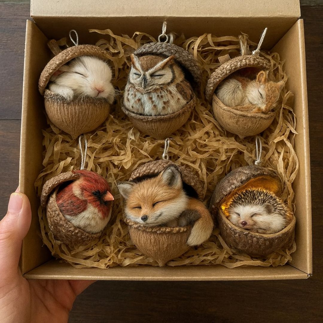 Acorn Dreams – Slapende Bosvriendjes – Handgemaakt om op te hangen